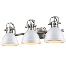  3602-BA3 PW-WH - Duncan 3 Light Bath Vanity in Pewter with a White Shade